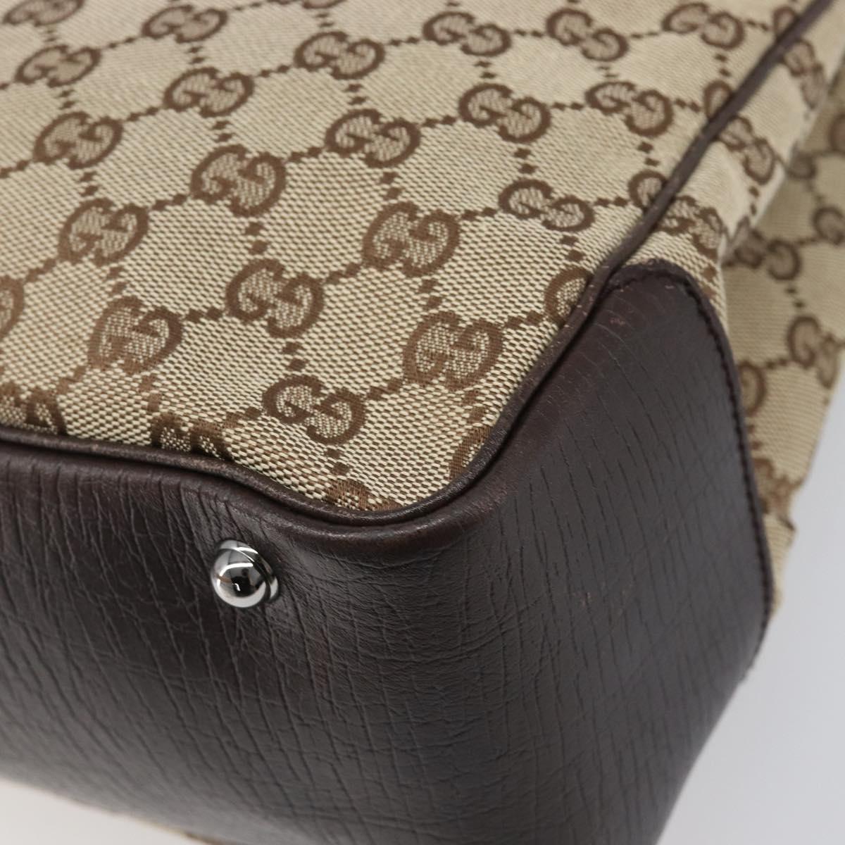 GUCCI GG Canvas Bamboo Hand Bag Beige Silver 112526 Auth 197855V