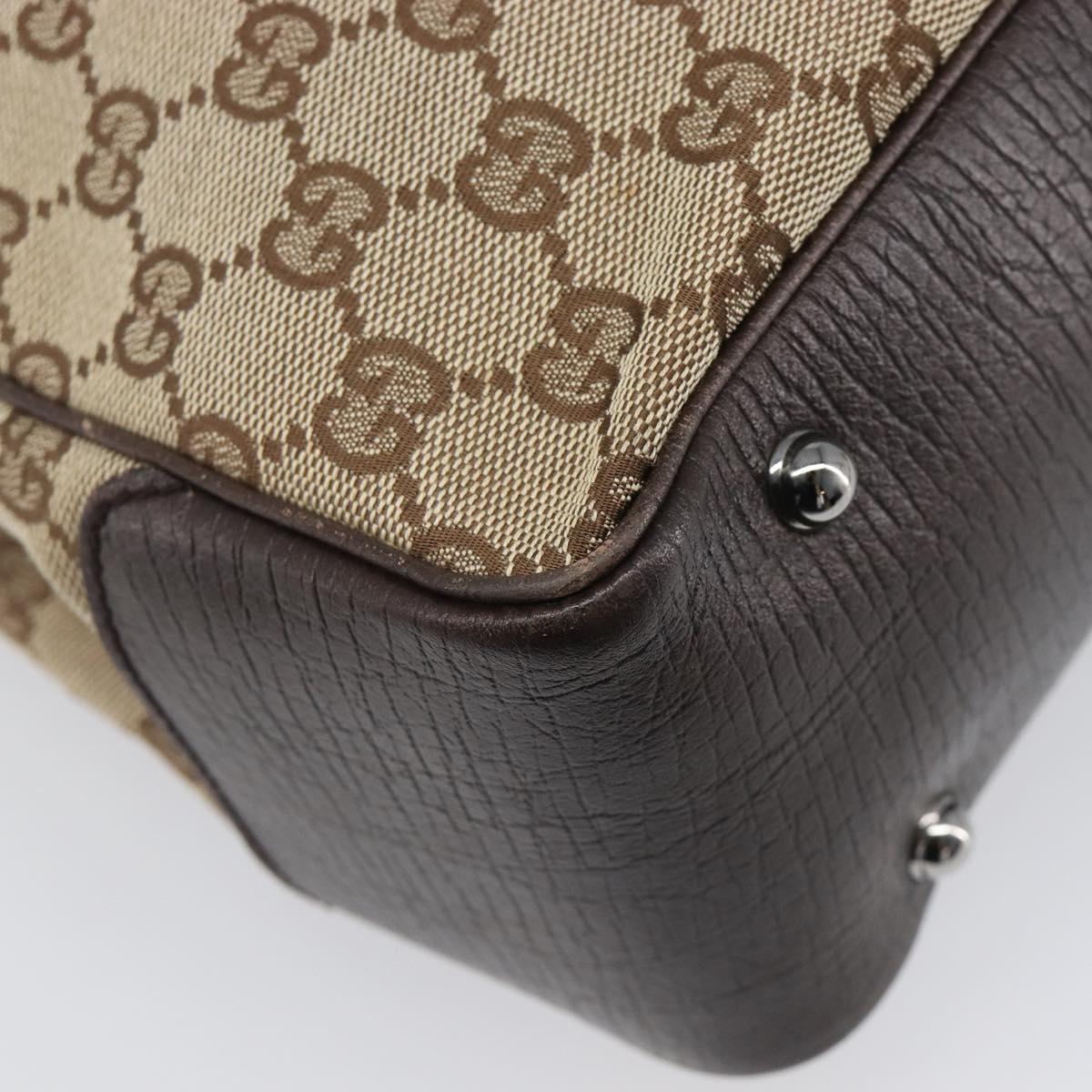 GUCCI GG Canvas Bamboo Hand Bag Beige Silver 112526 Auth 197855V