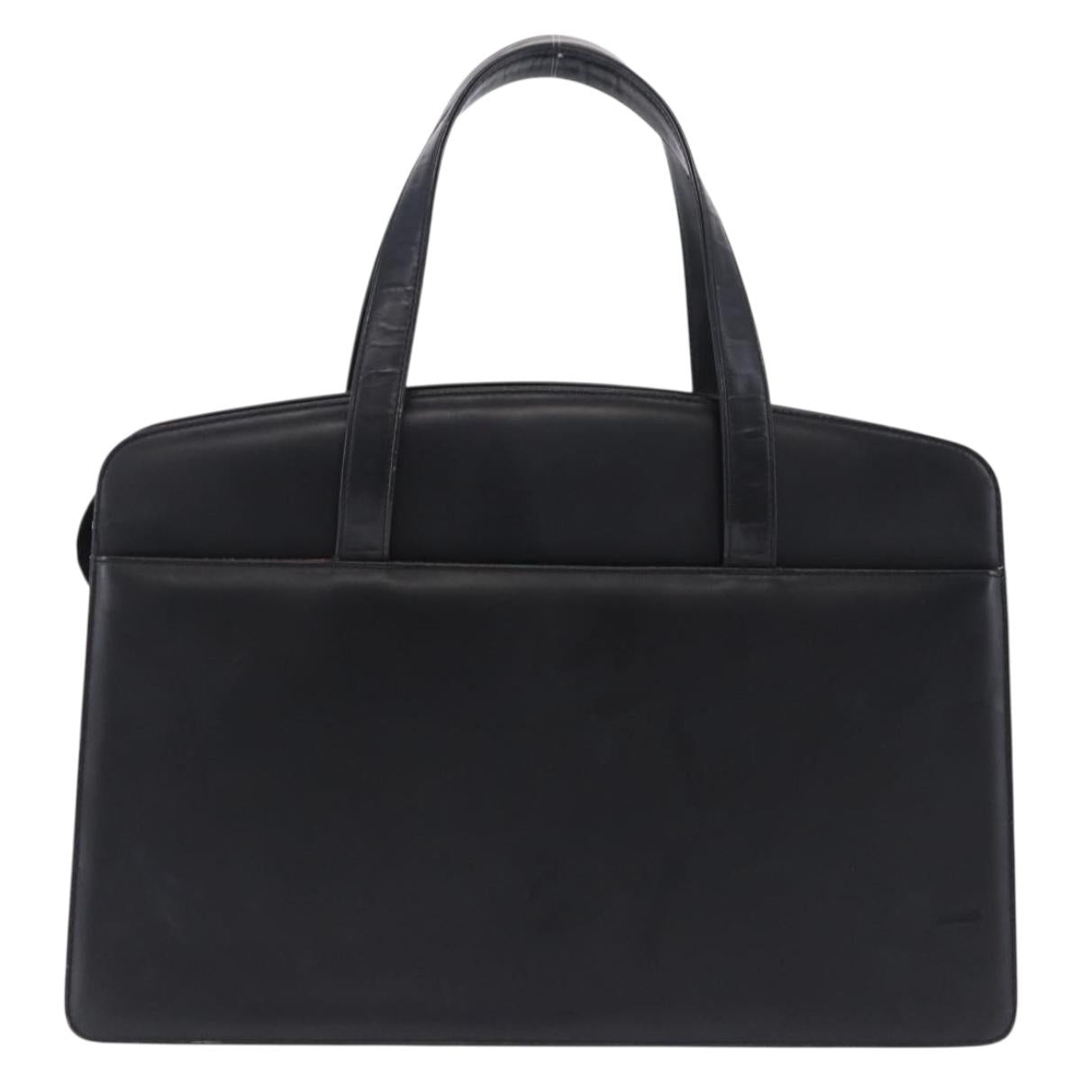 BURBERRY Hand Bag Leather Black Silver Auth 197856