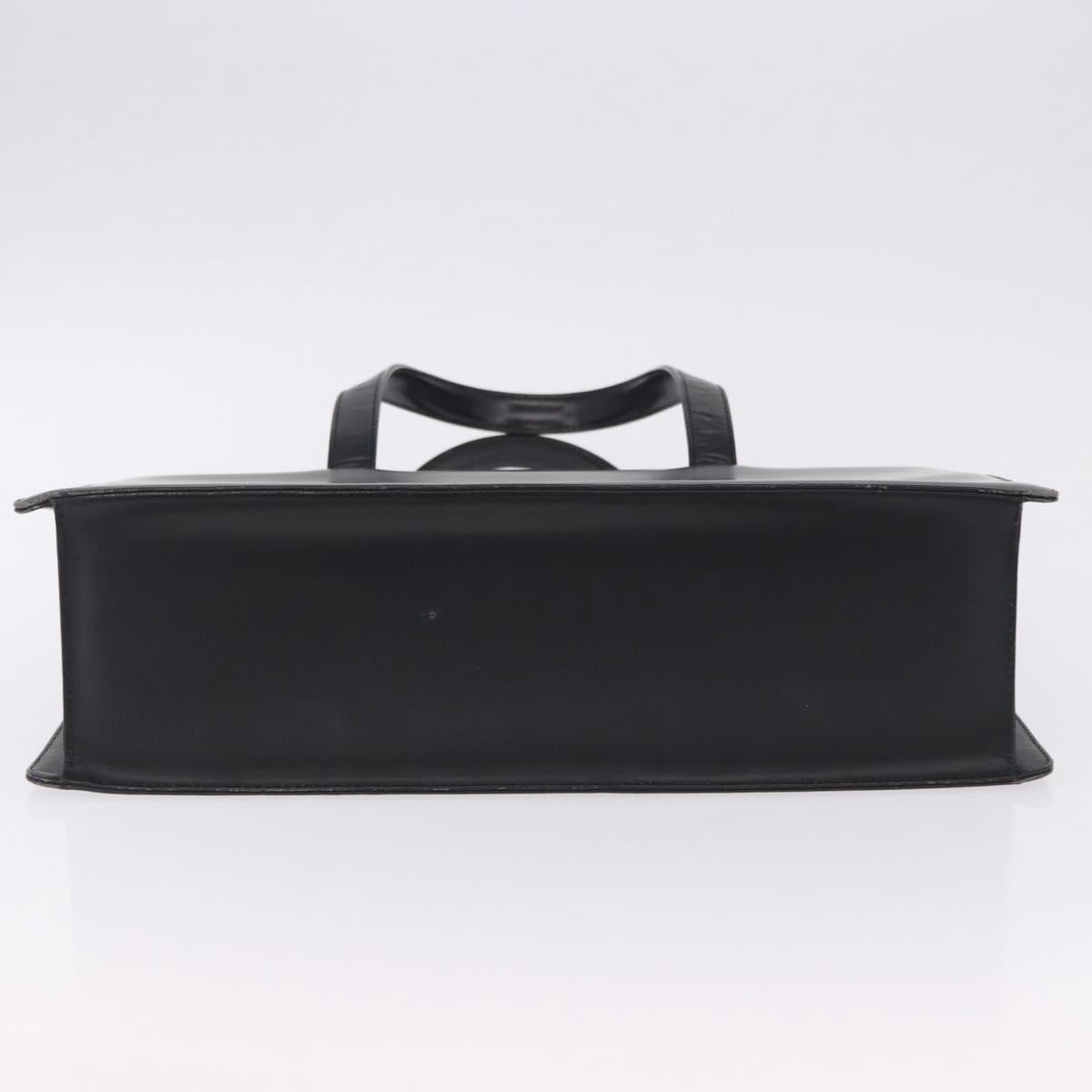 BURBERRY Hand Bag Leather Black Silver Auth 197856