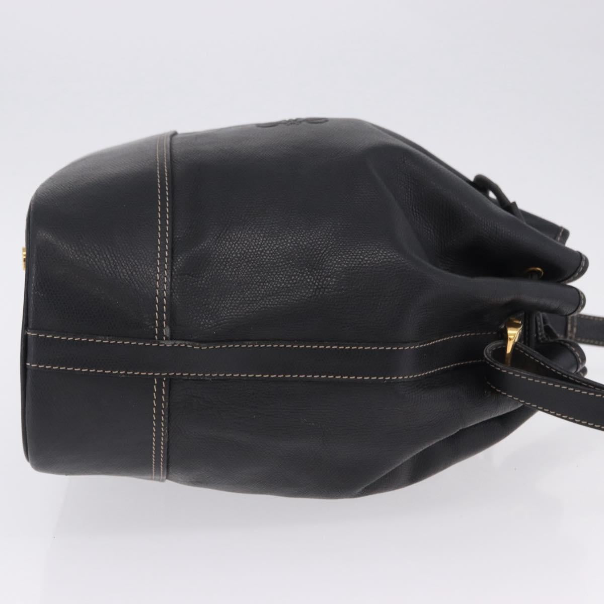 LOEWE Shoulder Bag Leather Black Gold Auth 197857