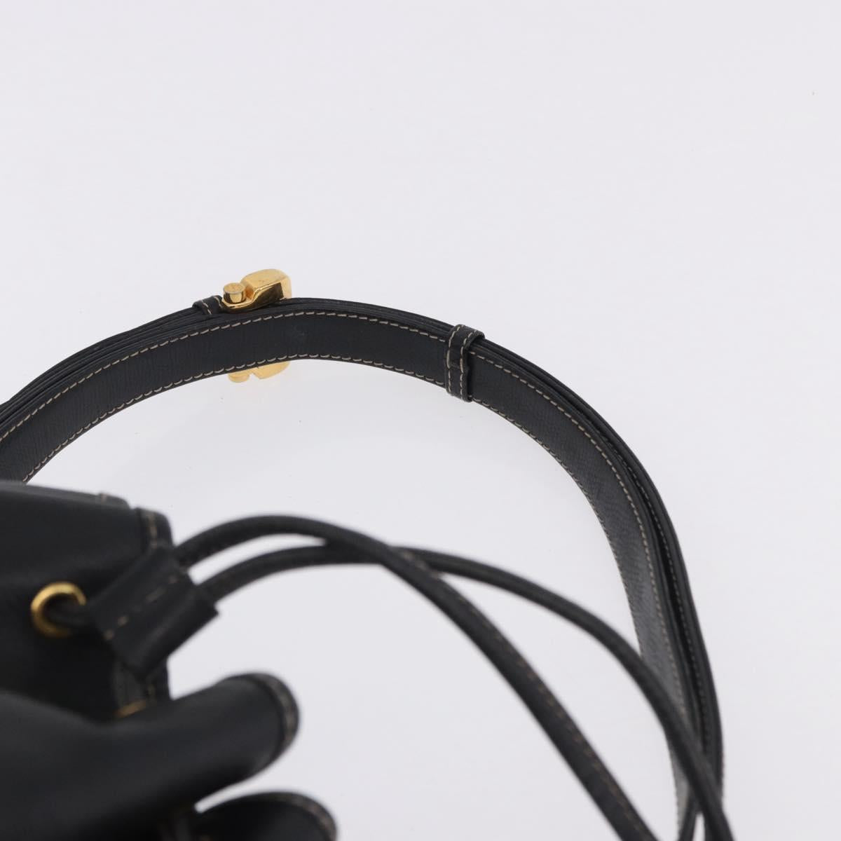LOEWE Shoulder Bag Leather Black Gold Auth 197857