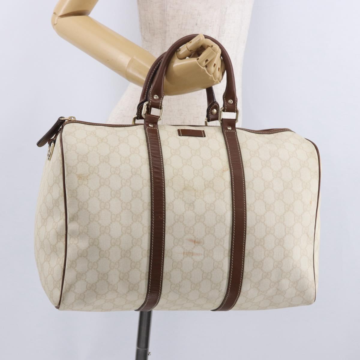 GUCCI GG Supreme Boston Bag PVC White Gold 193602 Auth 197858