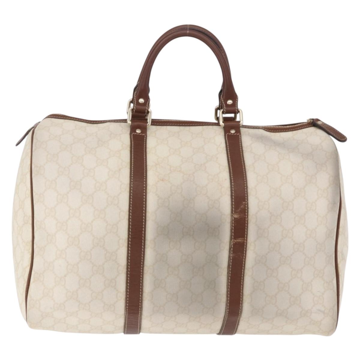 GUCCI GG Supreme Boston Bag PVC White Gold 193602 Auth 197858