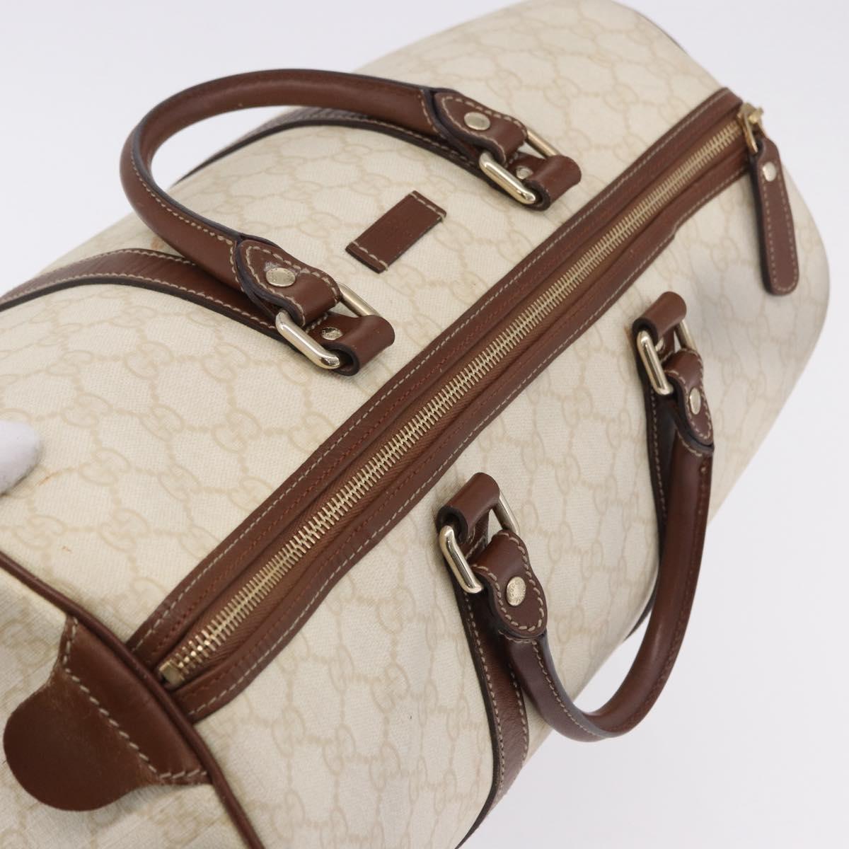 GUCCI GG Supreme Boston Bag PVC White Gold 193602 Auth 197858