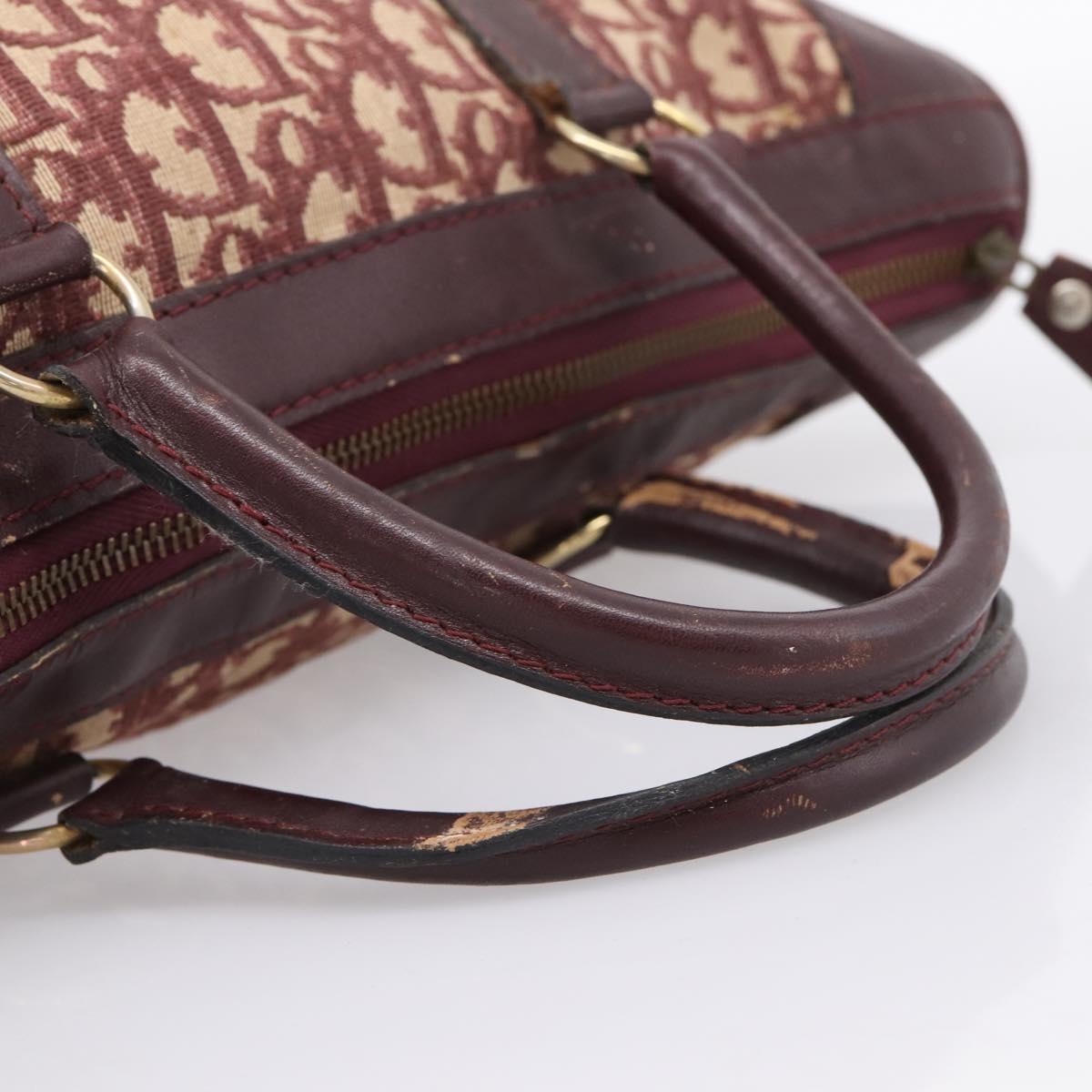 Christian Dior Trotter Canvas Boston Bag Red Gold Auth 197860