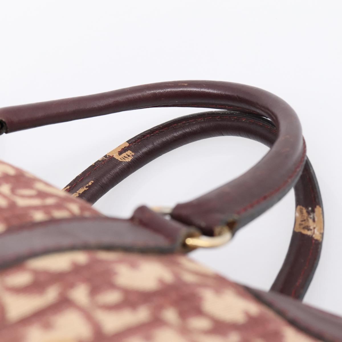 Christian Dior Trotter Canvas Boston Bag Red Gold Auth 197860