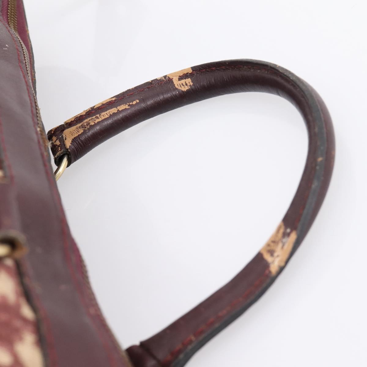 Christian Dior Trotter Canvas Boston Bag Red Gold Auth 197860