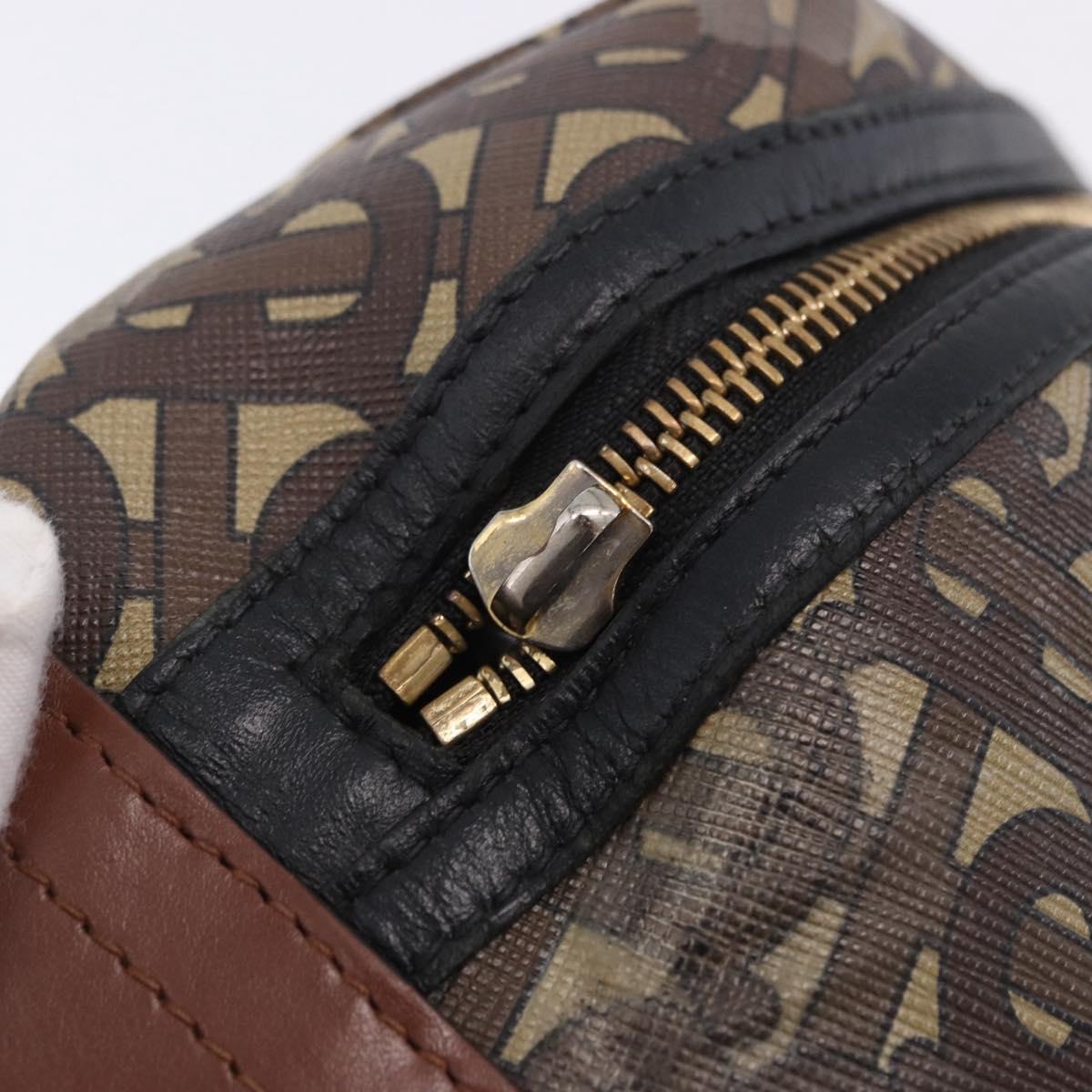 BURBERRY Waist Bag PVC Brown Gold Auth 197864