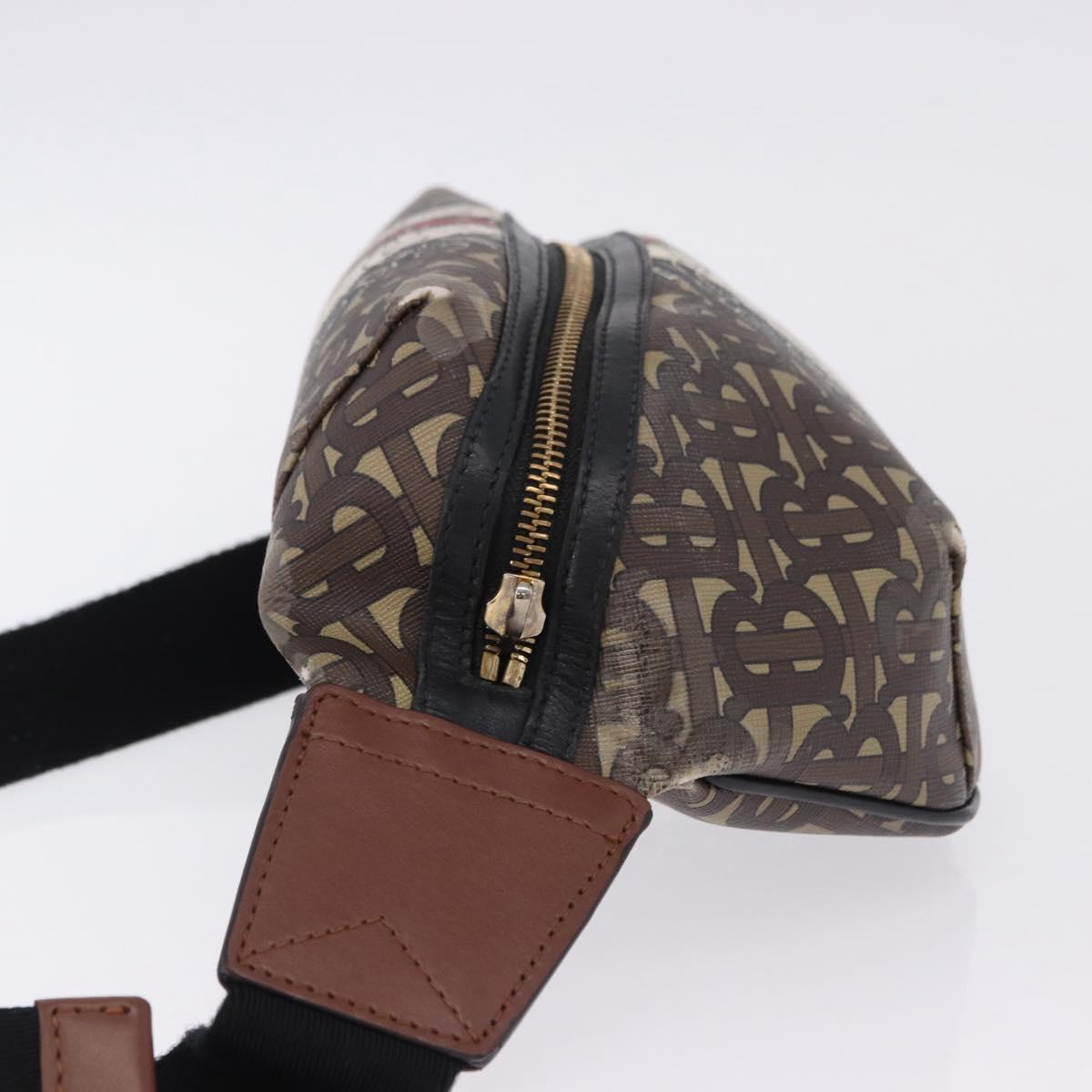 BURBERRY Waist Bag PVC Brown Gold Auth 197864