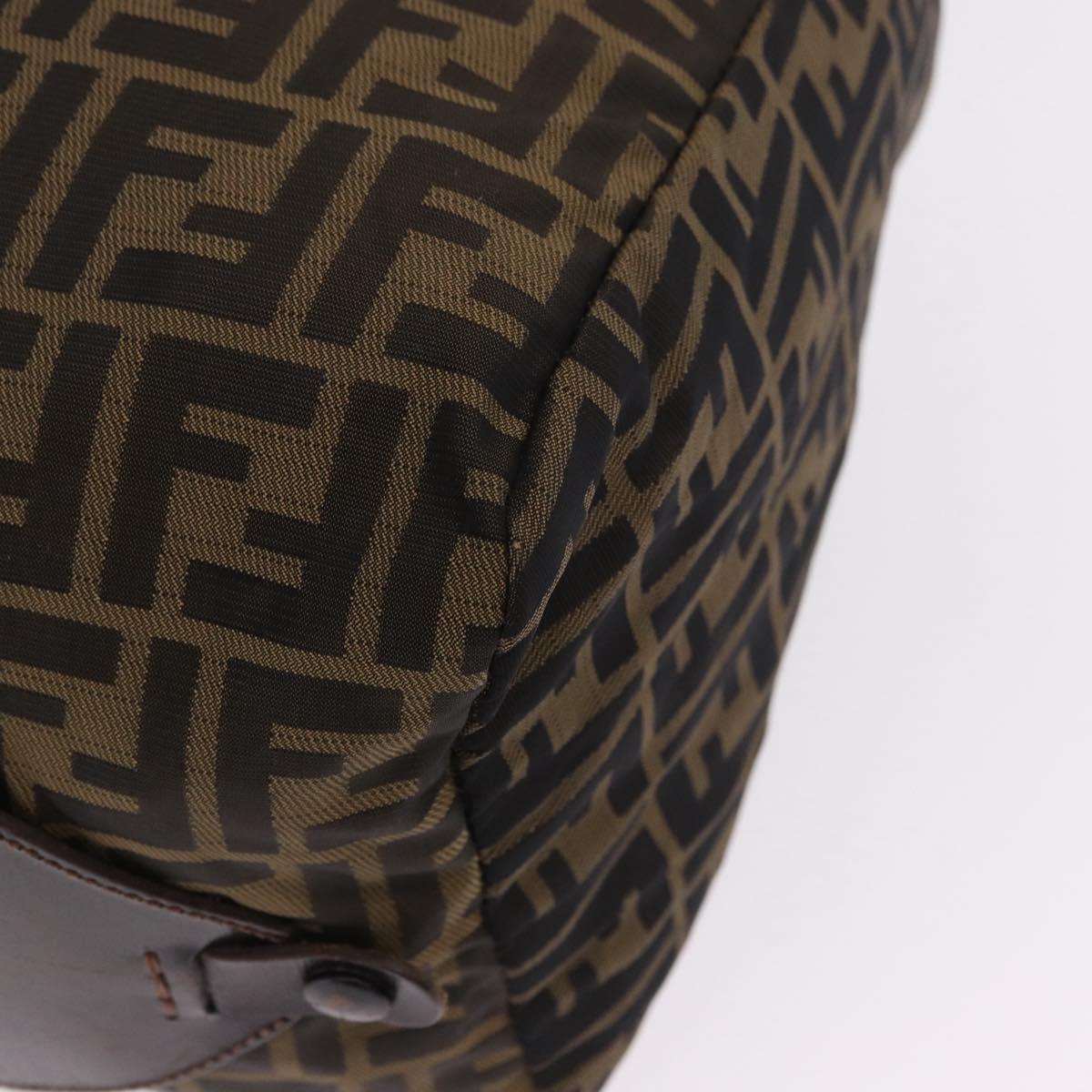 FENDI Zucca Canvas Tote Bag Nylon Brown Black Auth 197867