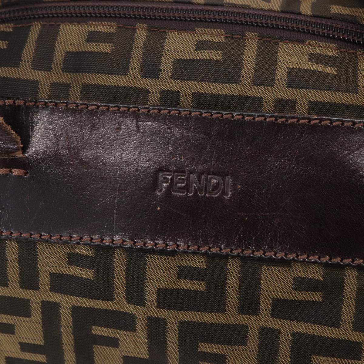 FENDI Zucca Canvas Tote Bag Nylon Brown Black Auth 197867