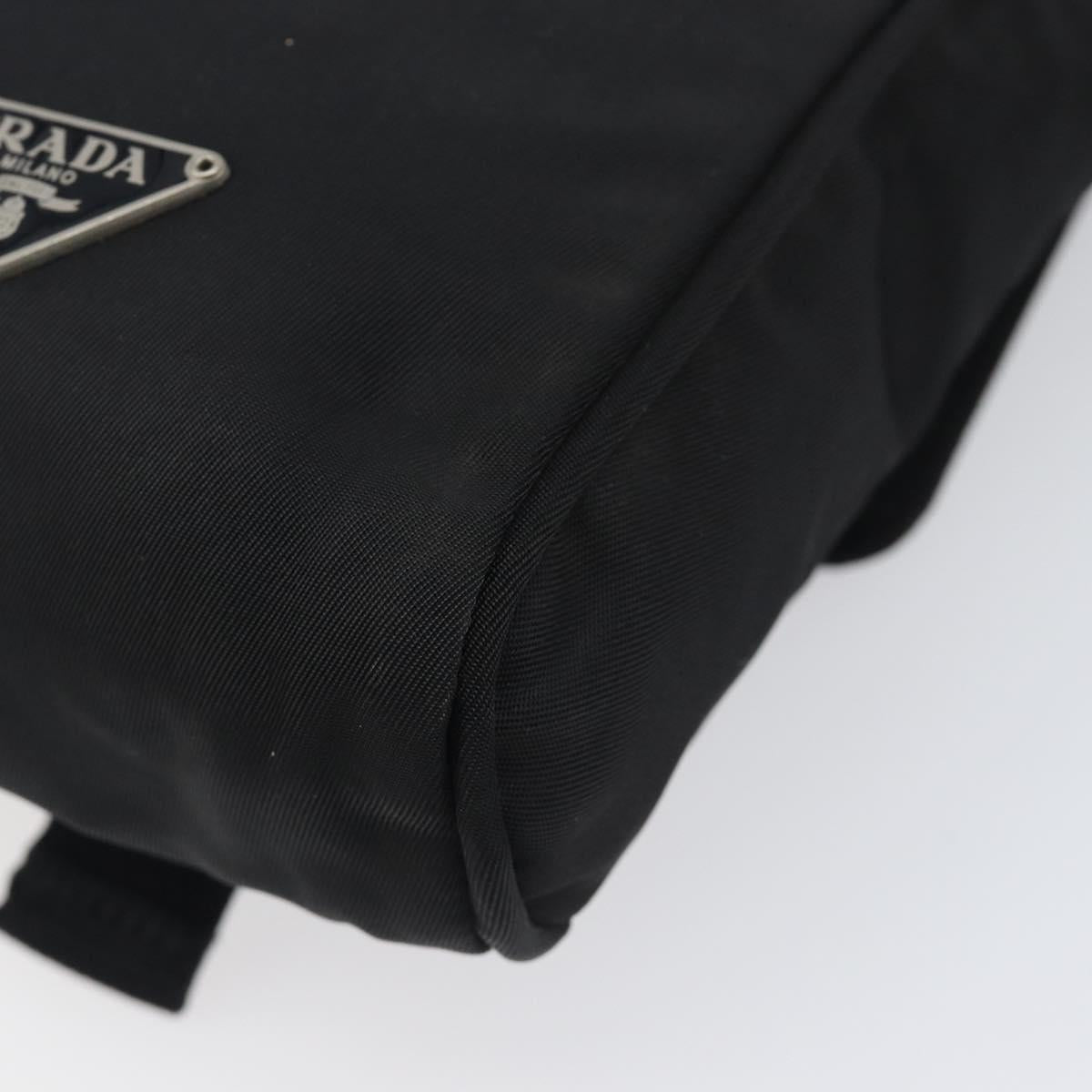 PRADA Shoulder Pouch Nylon Black Silver Auth 197869