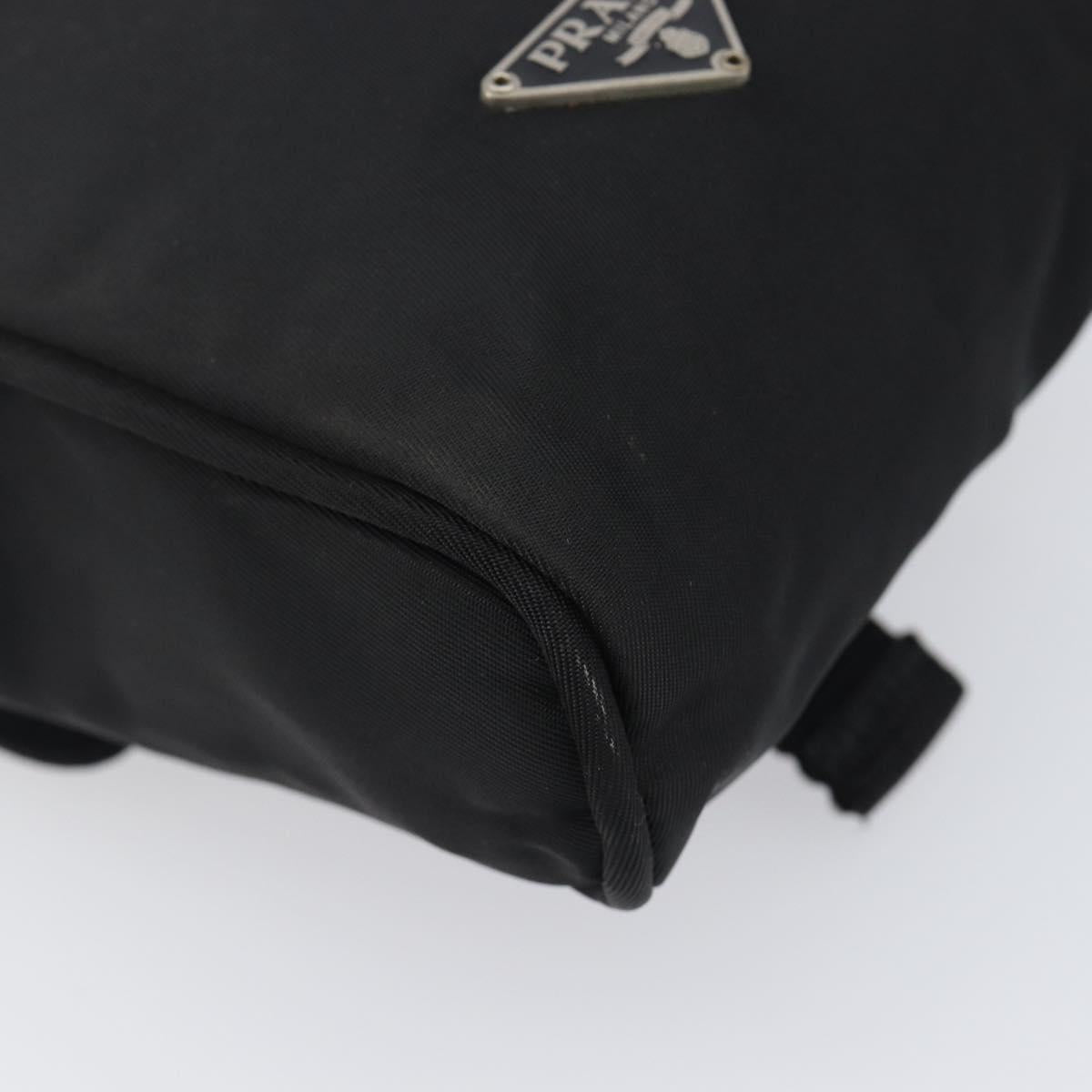 PRADA Shoulder Pouch Nylon Black Silver Auth 197869