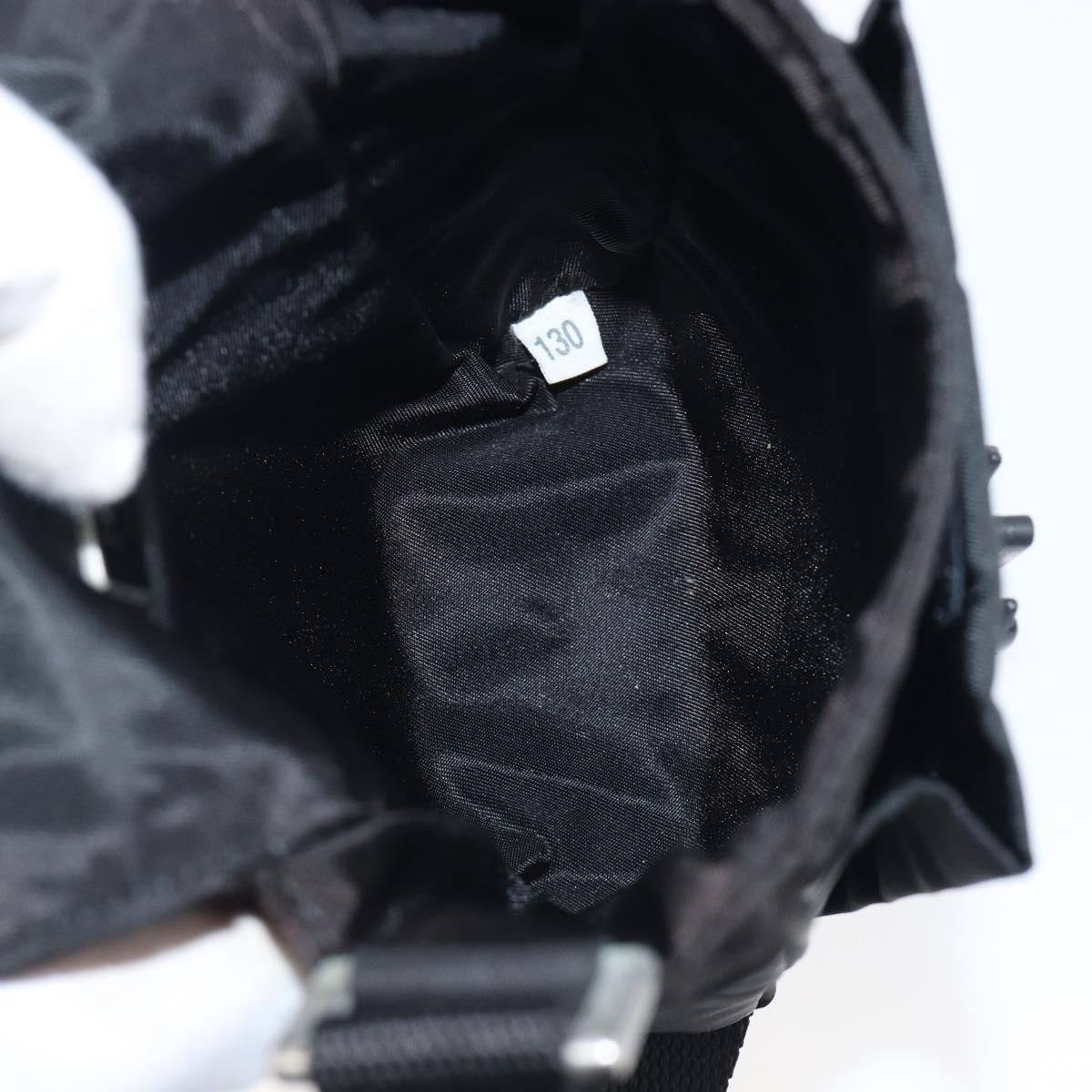 PRADA Shoulder Pouch Nylon Black Silver Auth 197869