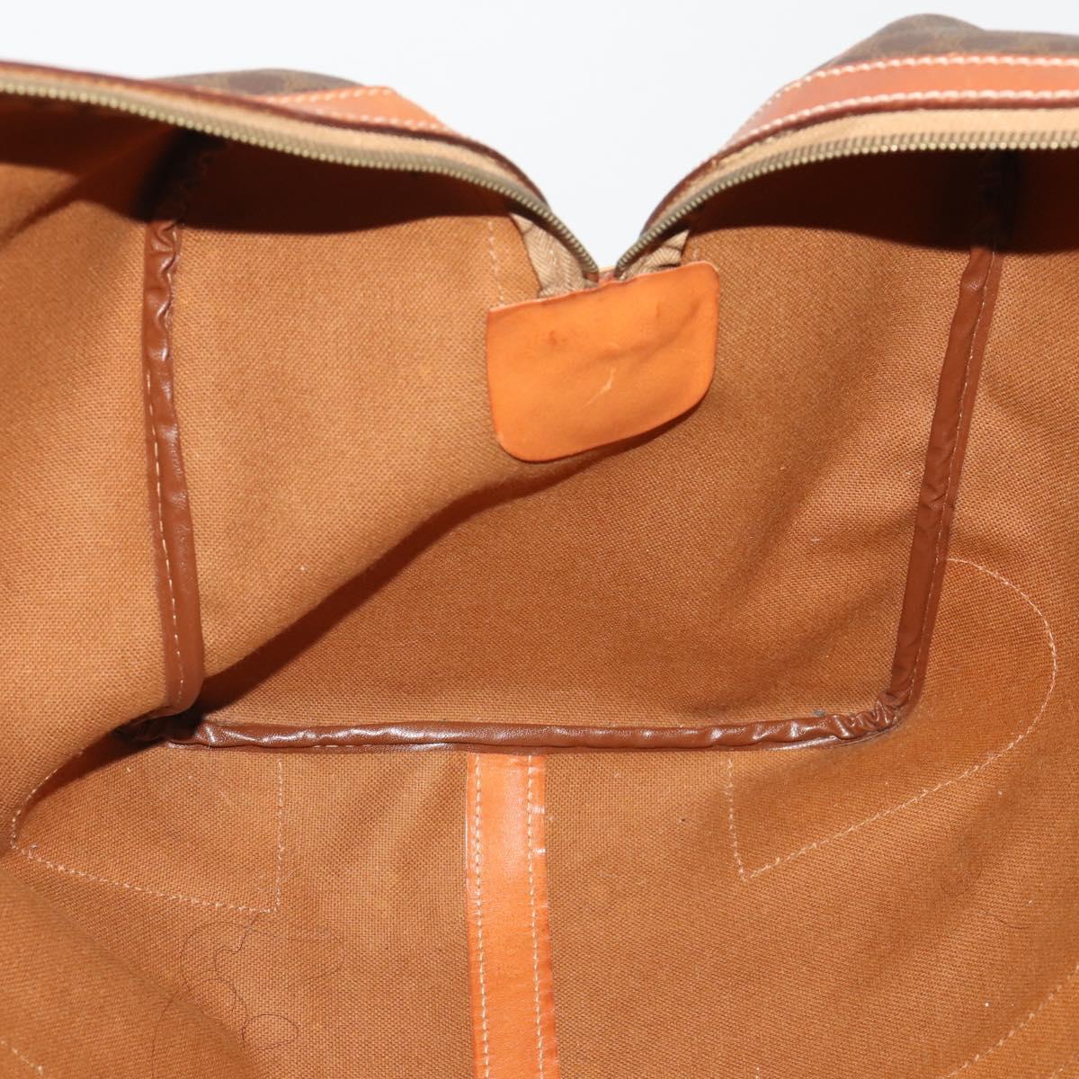 CELINE Macadam Canvas Boston Bag PVC Leather Brown Gold Auth 197871