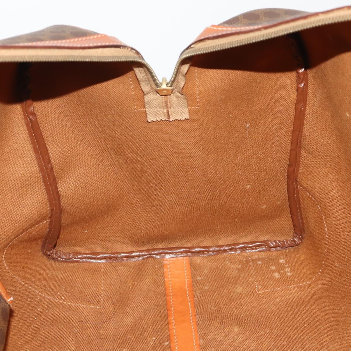 CELINE Macadam Canvas Boston Bag PVC Leather Brown Gold Auth 197871
