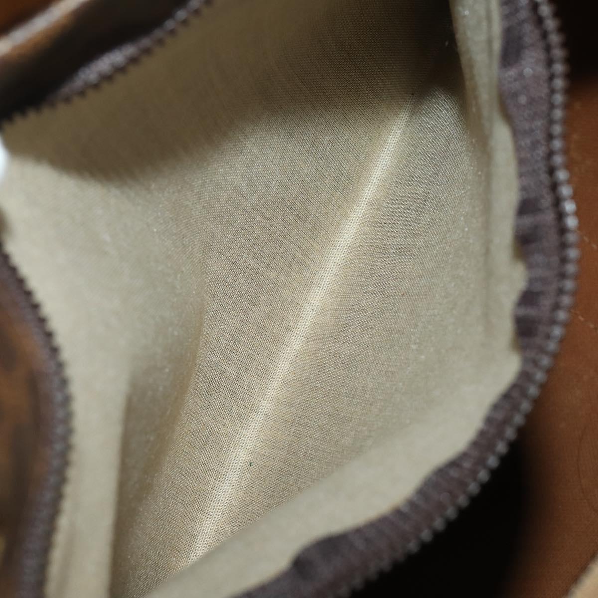 CELINE Macadam Canvas Boston Bag PVC Leather Brown Gold Auth 197871