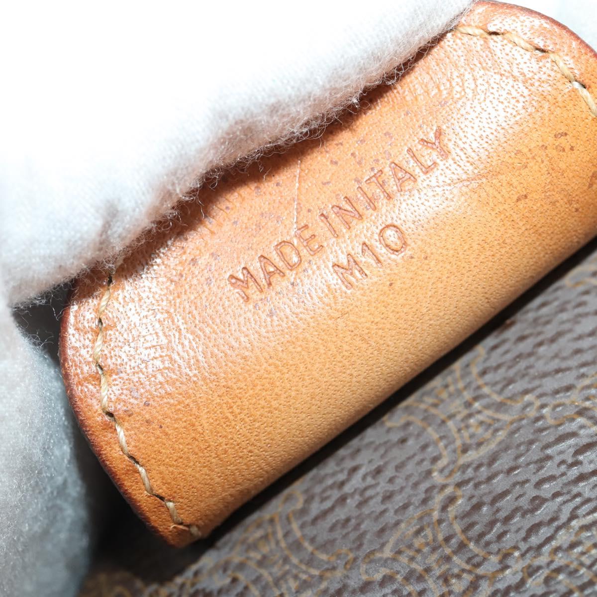 CELINE Macadam Canvas Boston Bag PVC Leather Brown Gold Auth 197871