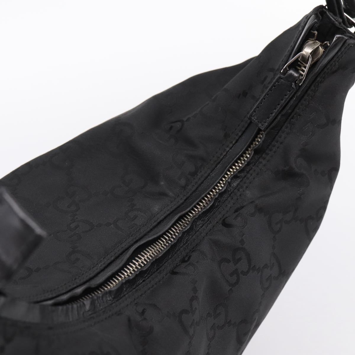 GUCCI GG Canvas Shoulder Bag Nylon Black Silver 001 3770 Auth 197874A