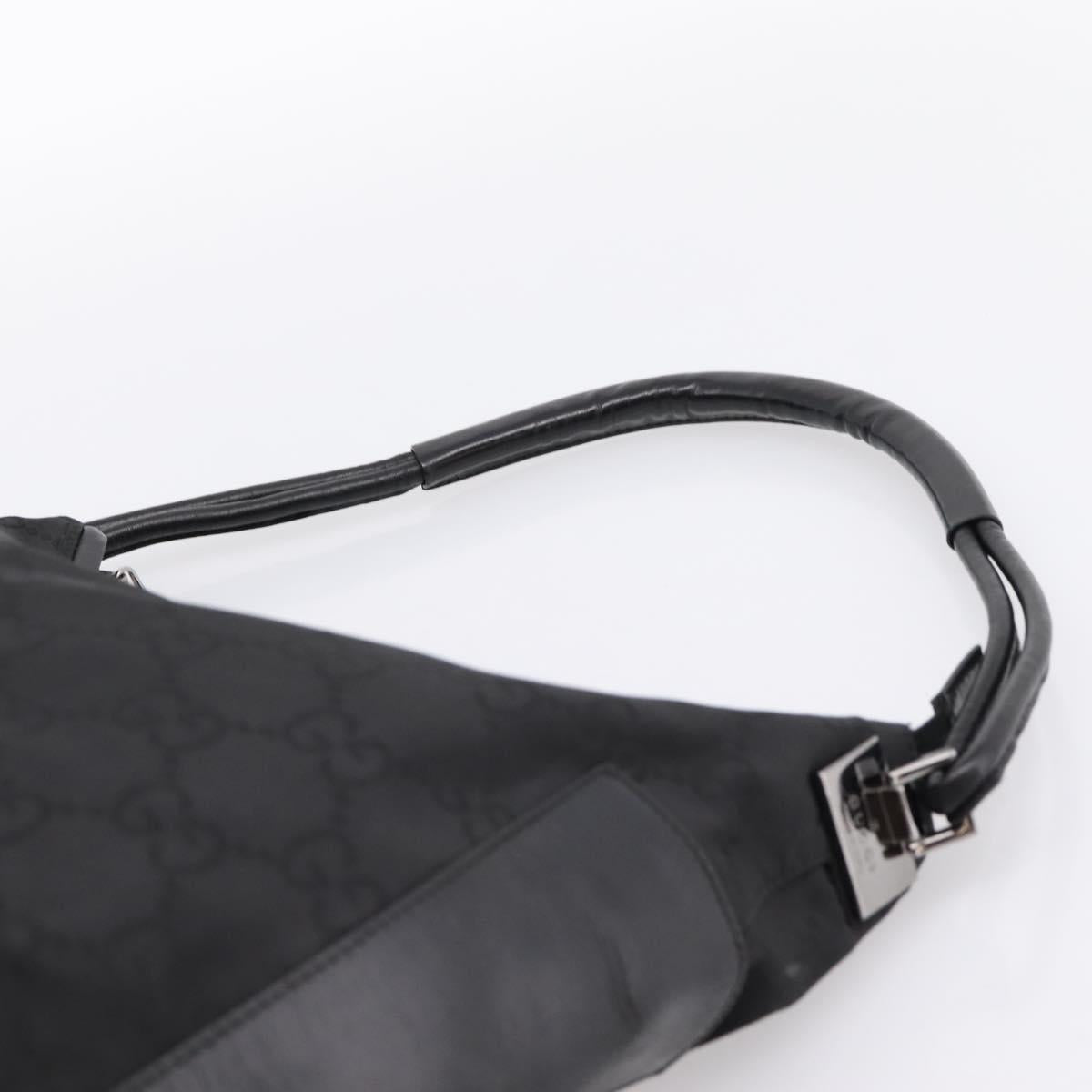 GUCCI GG Canvas Shoulder Bag Nylon Black Silver 001 3770 Auth 197874A