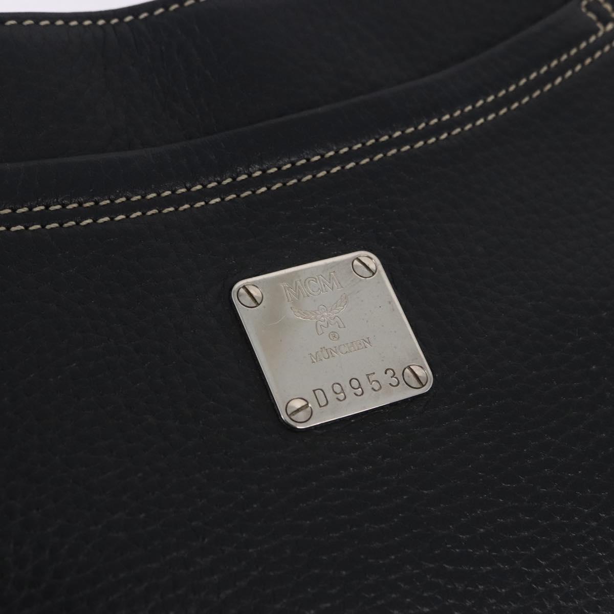 MCM Shoulder Bag Leather Black Silver Auth 197876