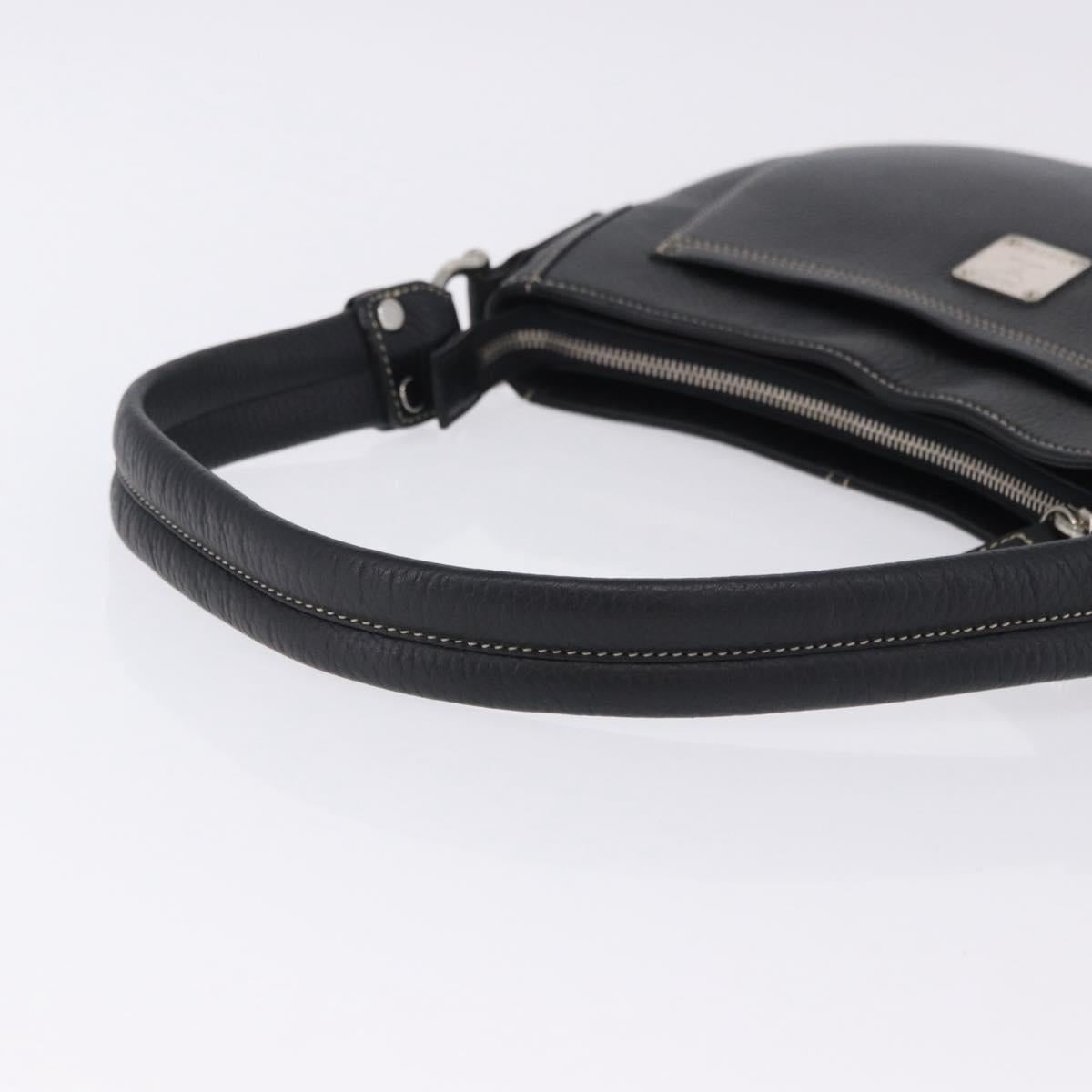 MCM Shoulder Bag Leather Black Silver Auth 197876