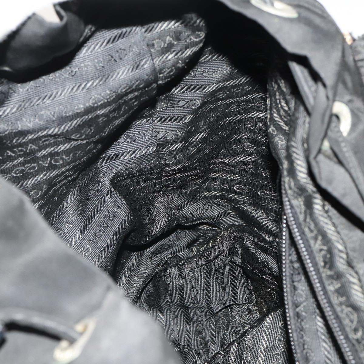 PRADA Backpack Nylon Black Silver Auth 197878