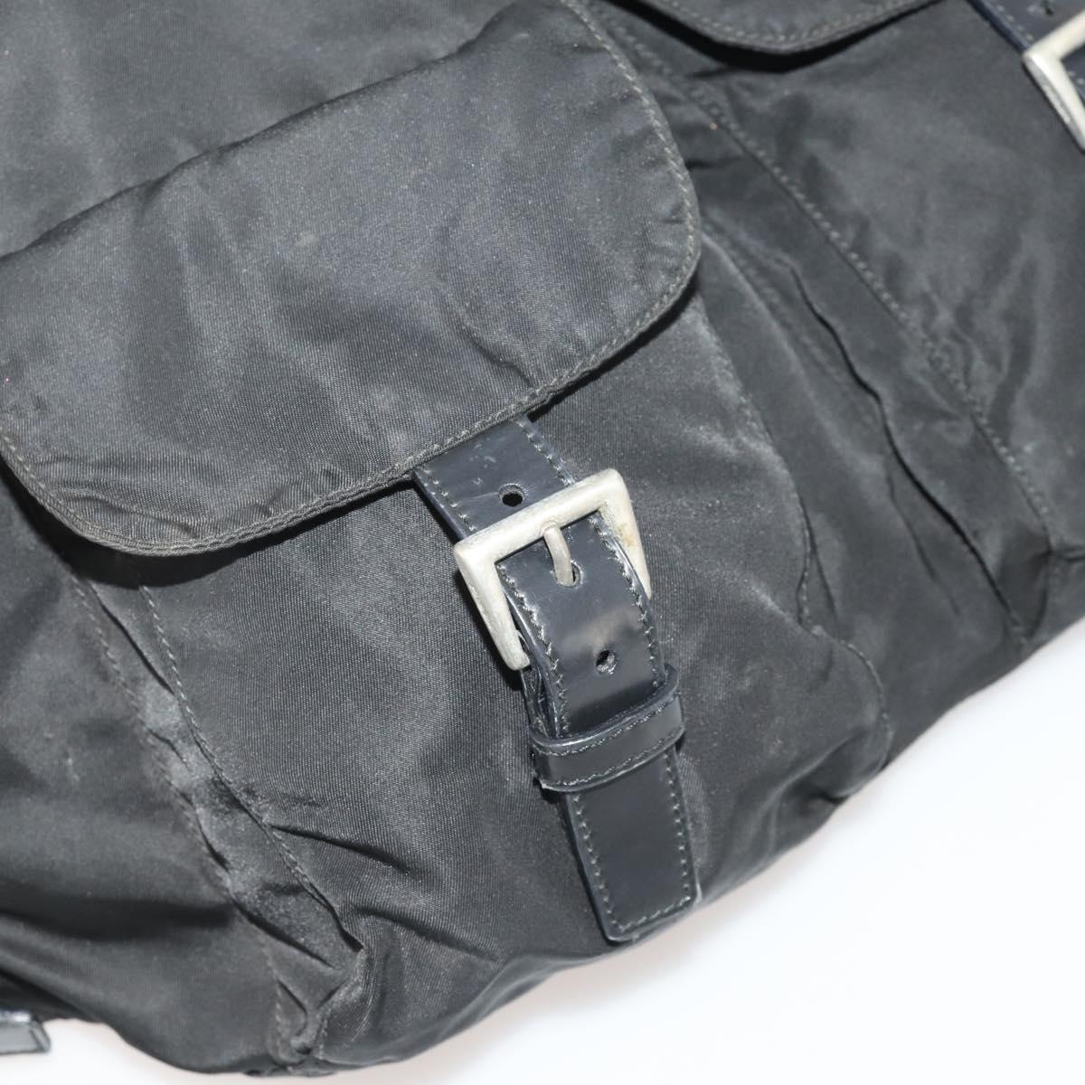 PRADA Backpack Nylon Black Silver Auth 197878