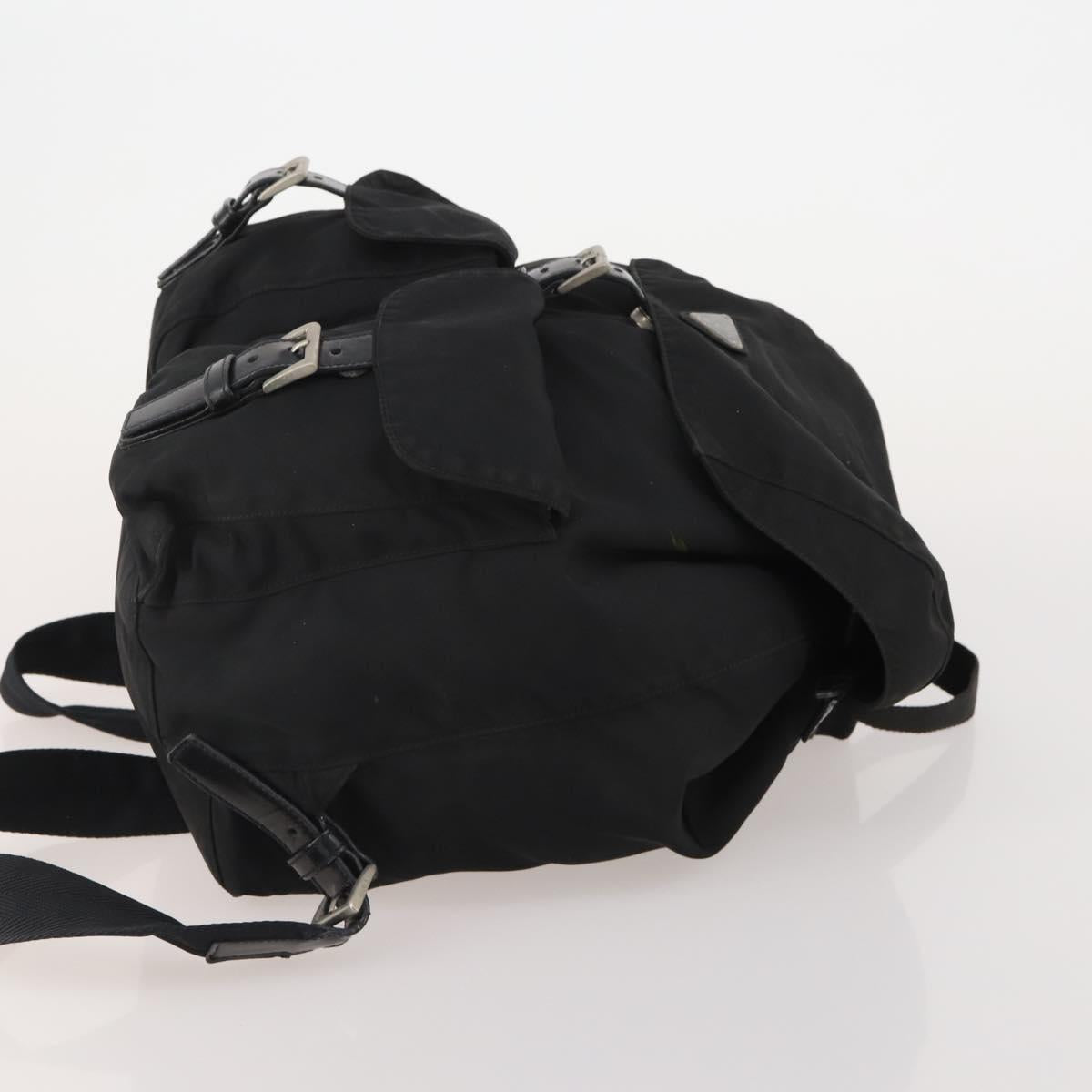 PRADA Backpack Nylon Black Silver Auth 197878