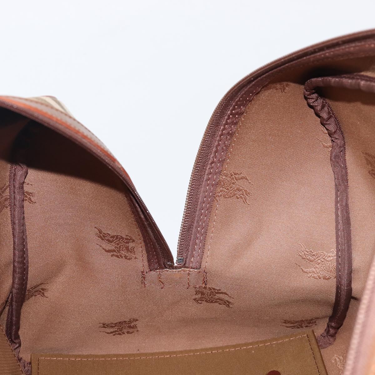 Burberrys Nova Check Boston Bag Canvas Beige Gold Auth 197879A