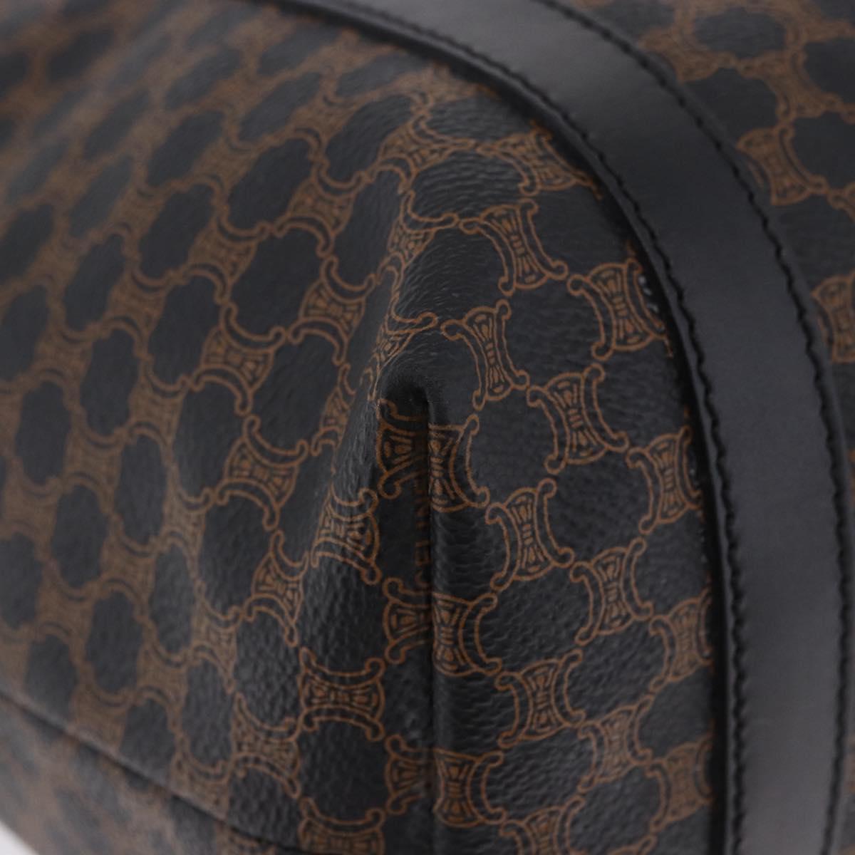 CELINE Macadam Canvas Shoulder Bag PVC Leather Black Gold Auth 197880V