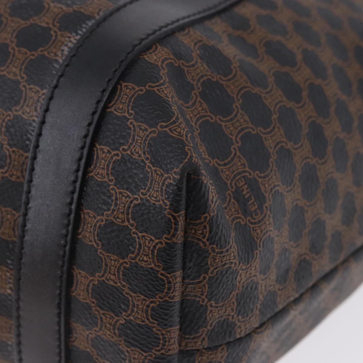 CELINE Macadam Canvas Shoulder Bag PVC Leather Black Gold Auth 197880V