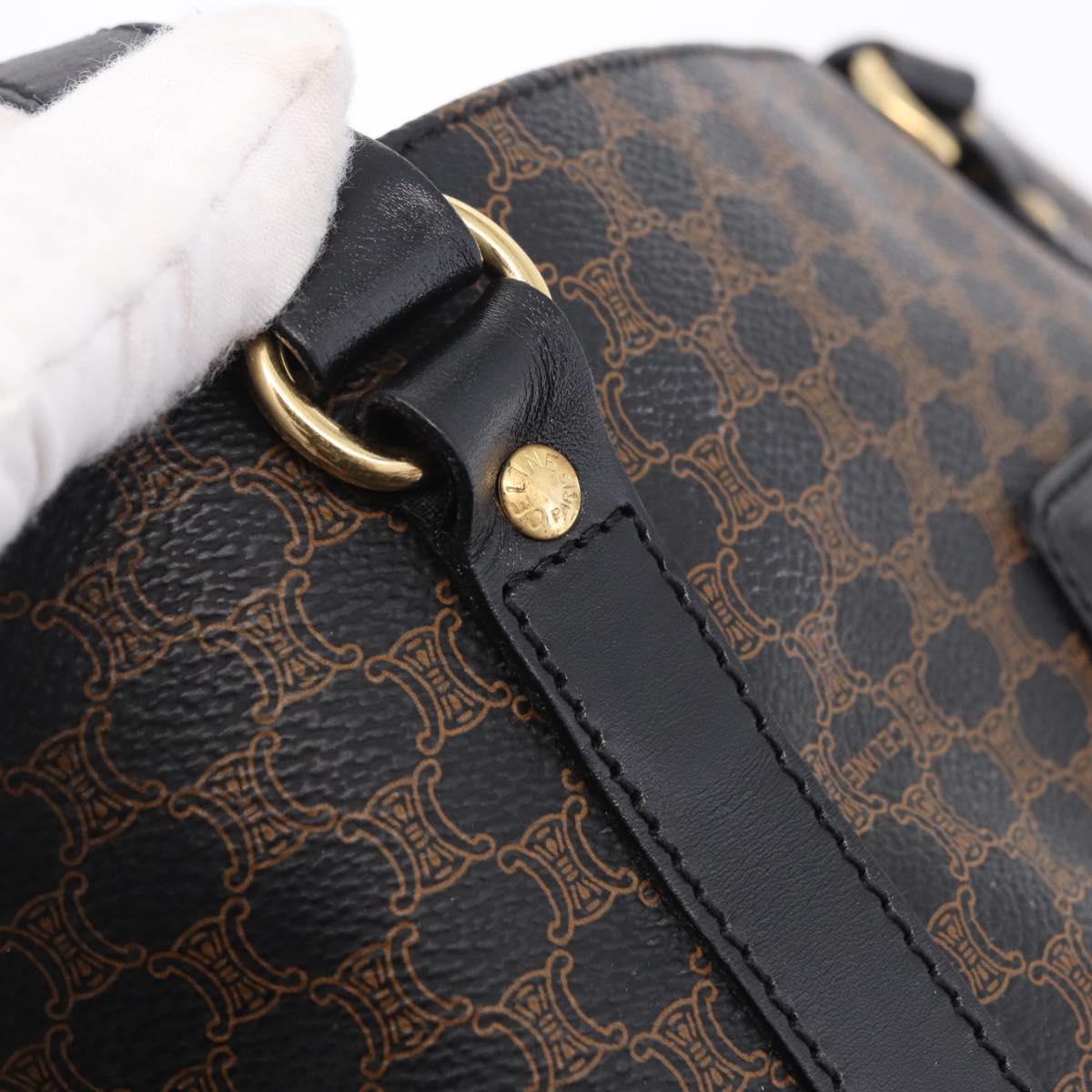 CELINE Macadam Canvas Shoulder Bag PVC Leather Black Gold Auth 197880V