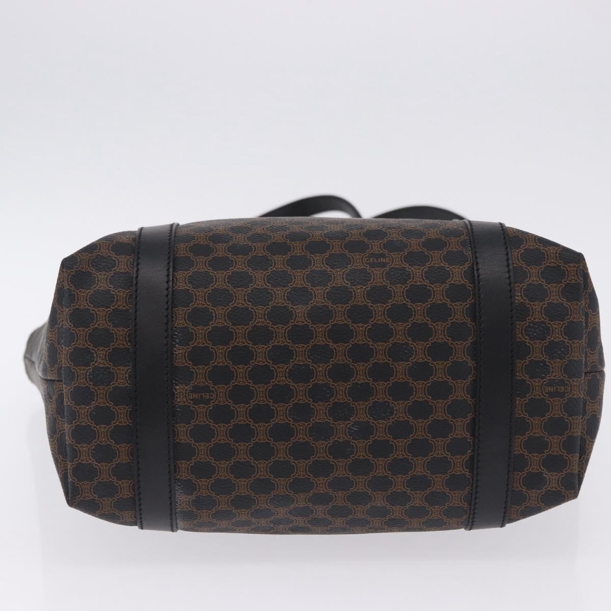 CELINE Macadam Canvas Shoulder Bag PVC Leather Black Gold Auth 197880V