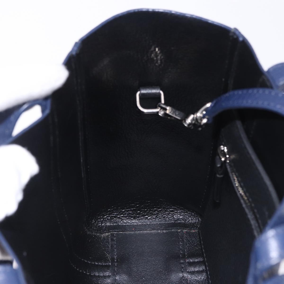 BALENCIAGA Everyday XXS Hand Bag Leather 2way Navy Silver 551815 Auth 197884V