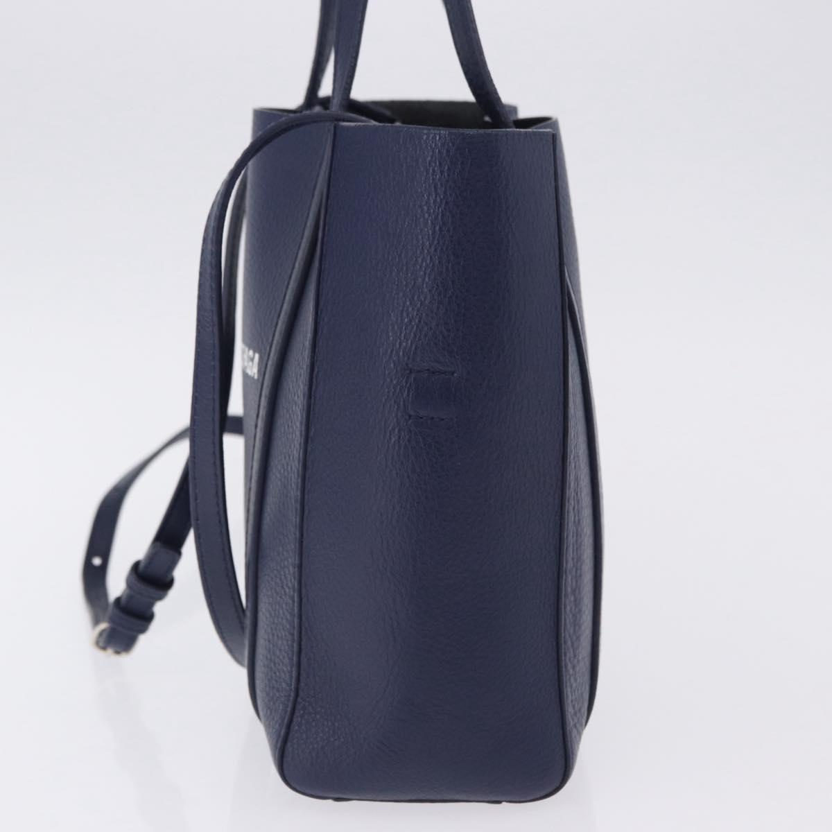 BALENCIAGA Everyday XXS Hand Bag Leather 2way Navy Silver 551815 Auth 197884V