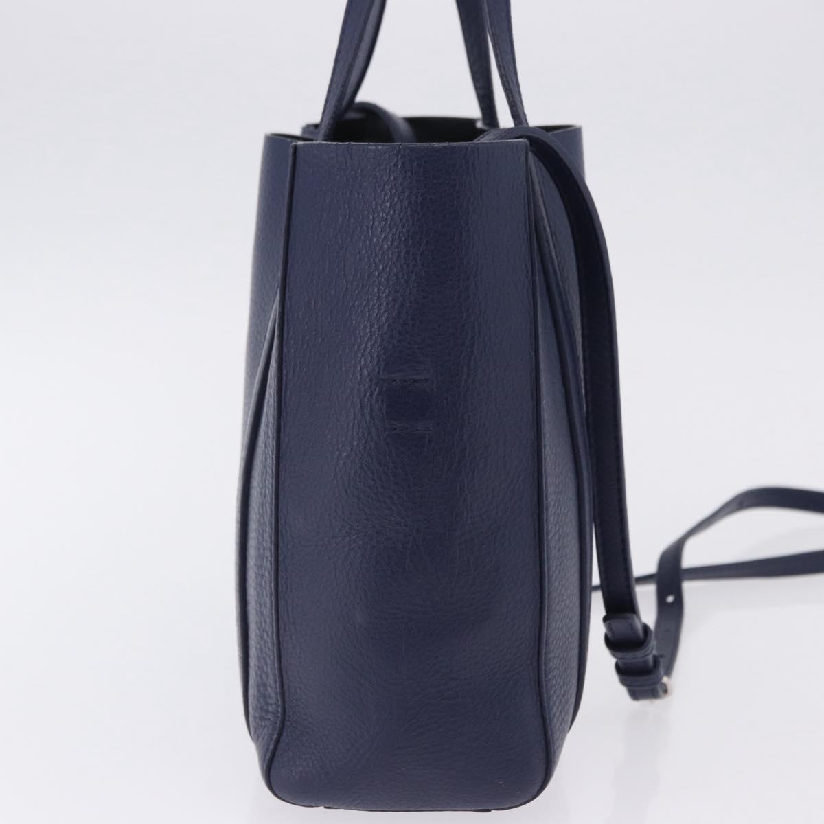 BALENCIAGA Everyday XXS Hand Bag Leather 2way Navy Silver 551815 Auth 197884V