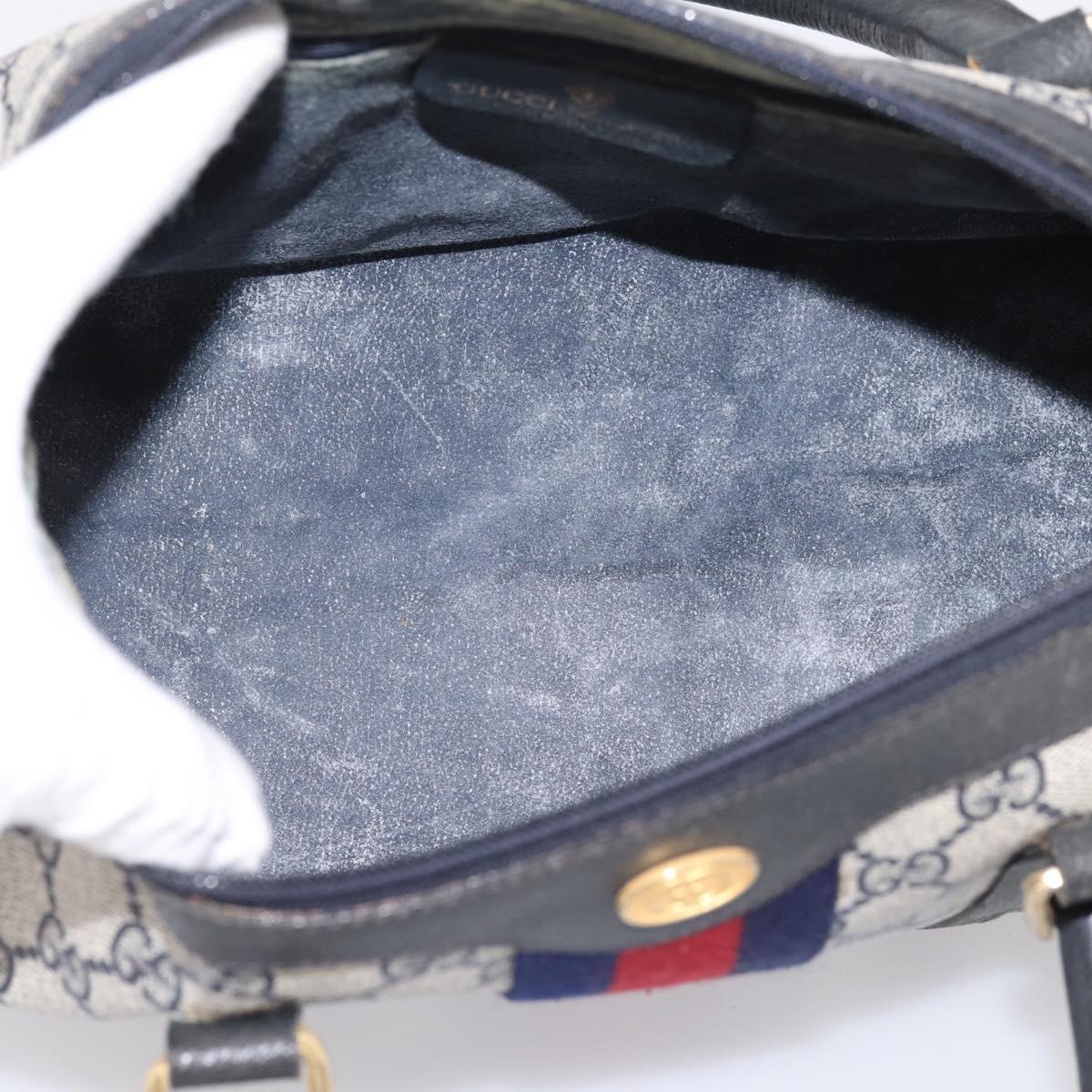 GUCCI GG Supreme Sherry Line Clutch Bag PVC Navy Gold 010 378 Auth 197885