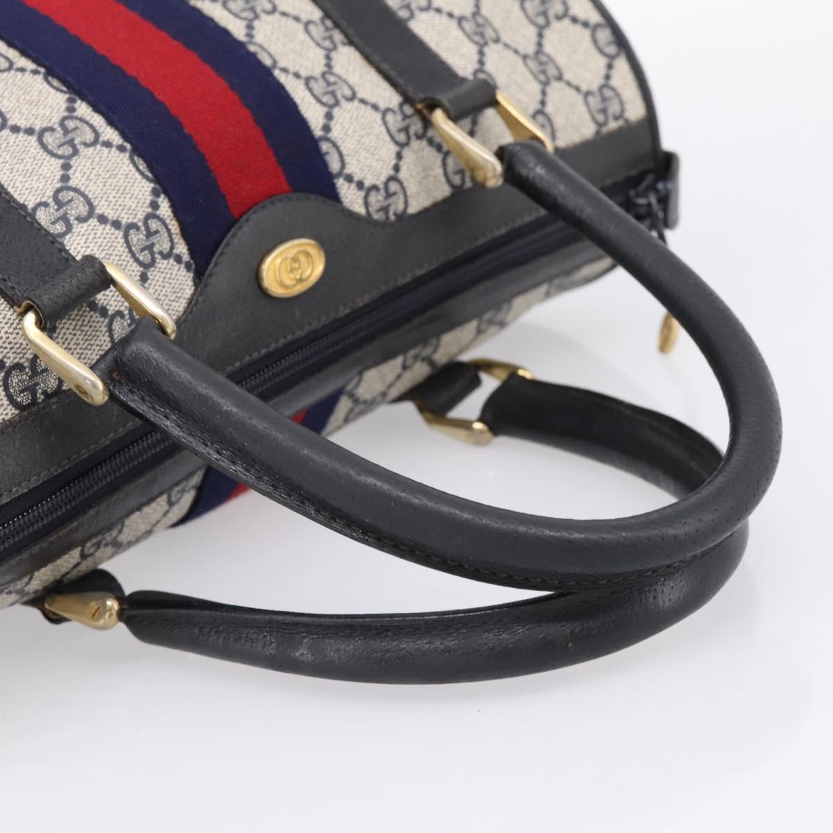GUCCI GG Supreme Sherry Line Clutch Bag PVC Navy Gold 010 378 Auth 197885