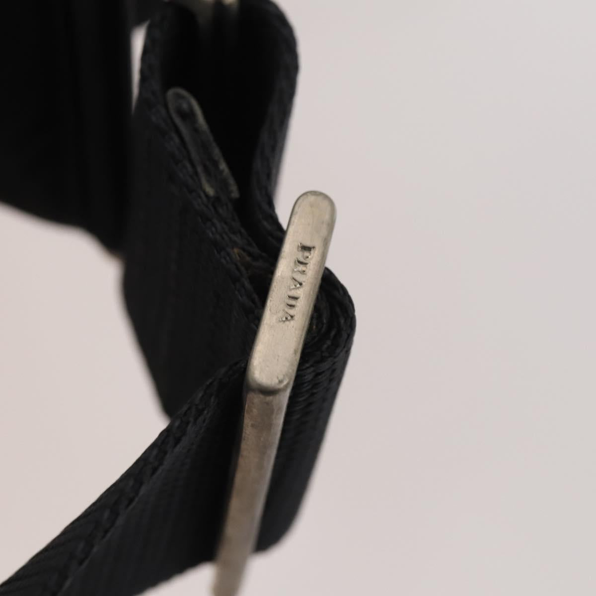 PRADA Shoulder Bag Nylon Black Silver Auth 197886