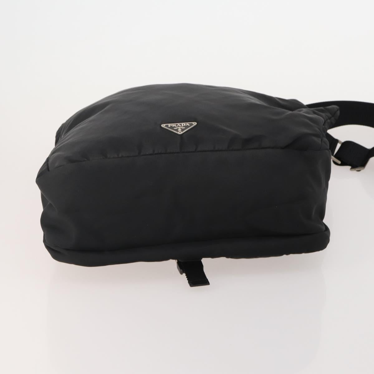 PRADA Shoulder Bag Nylon Black Silver Auth 197886