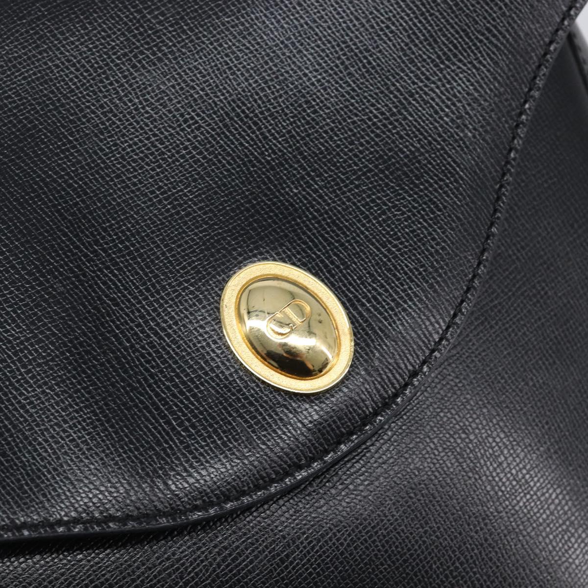 Christian Dior Shoulder Bag Leather Black Gold Auth 197887