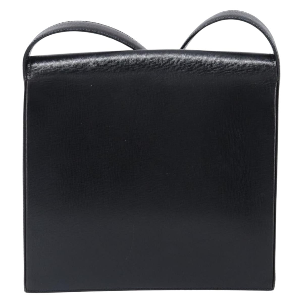 Christian Dior Shoulder Bag Leather Black Gold Auth 197887