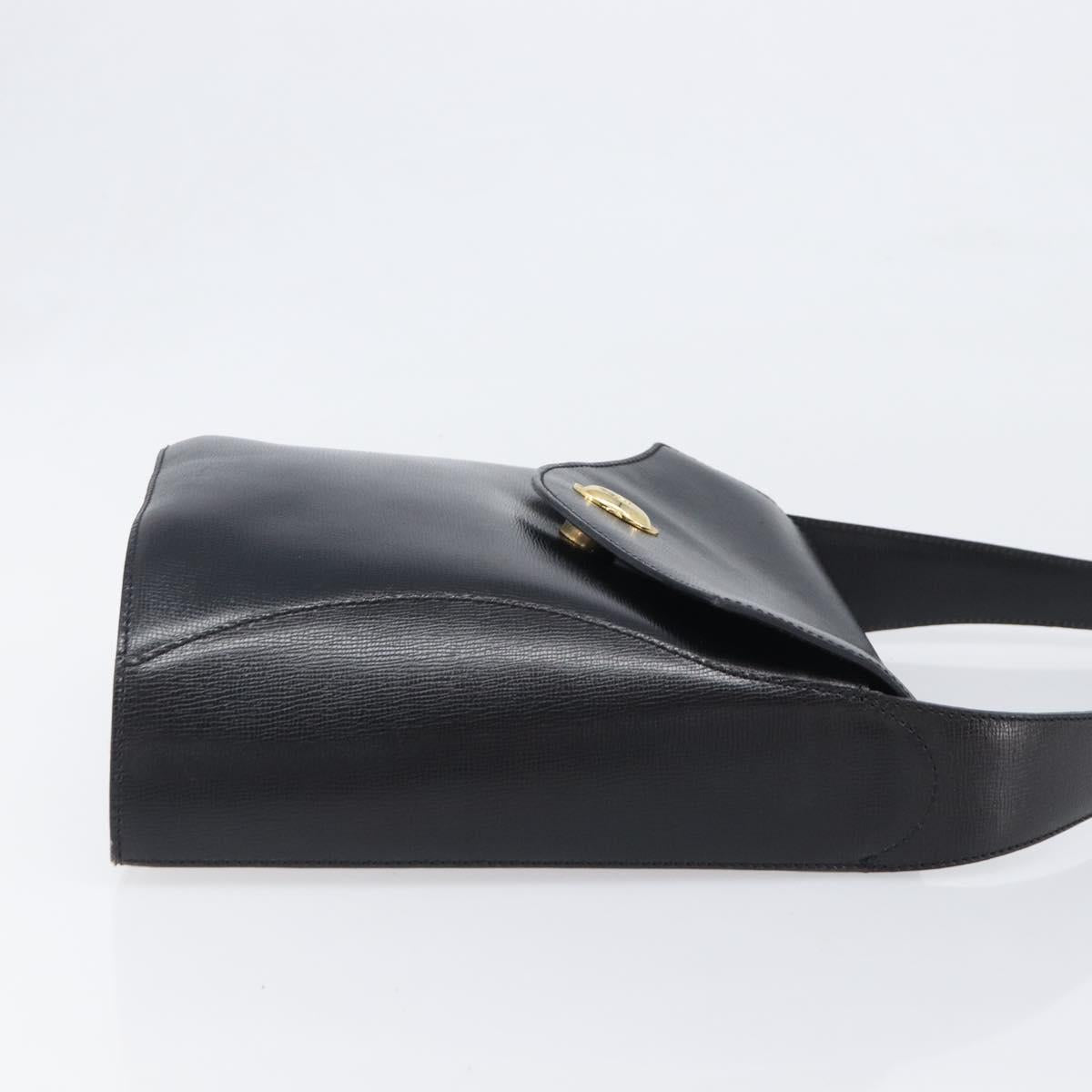 Christian Dior Shoulder Bag Leather Black Gold Auth 197887