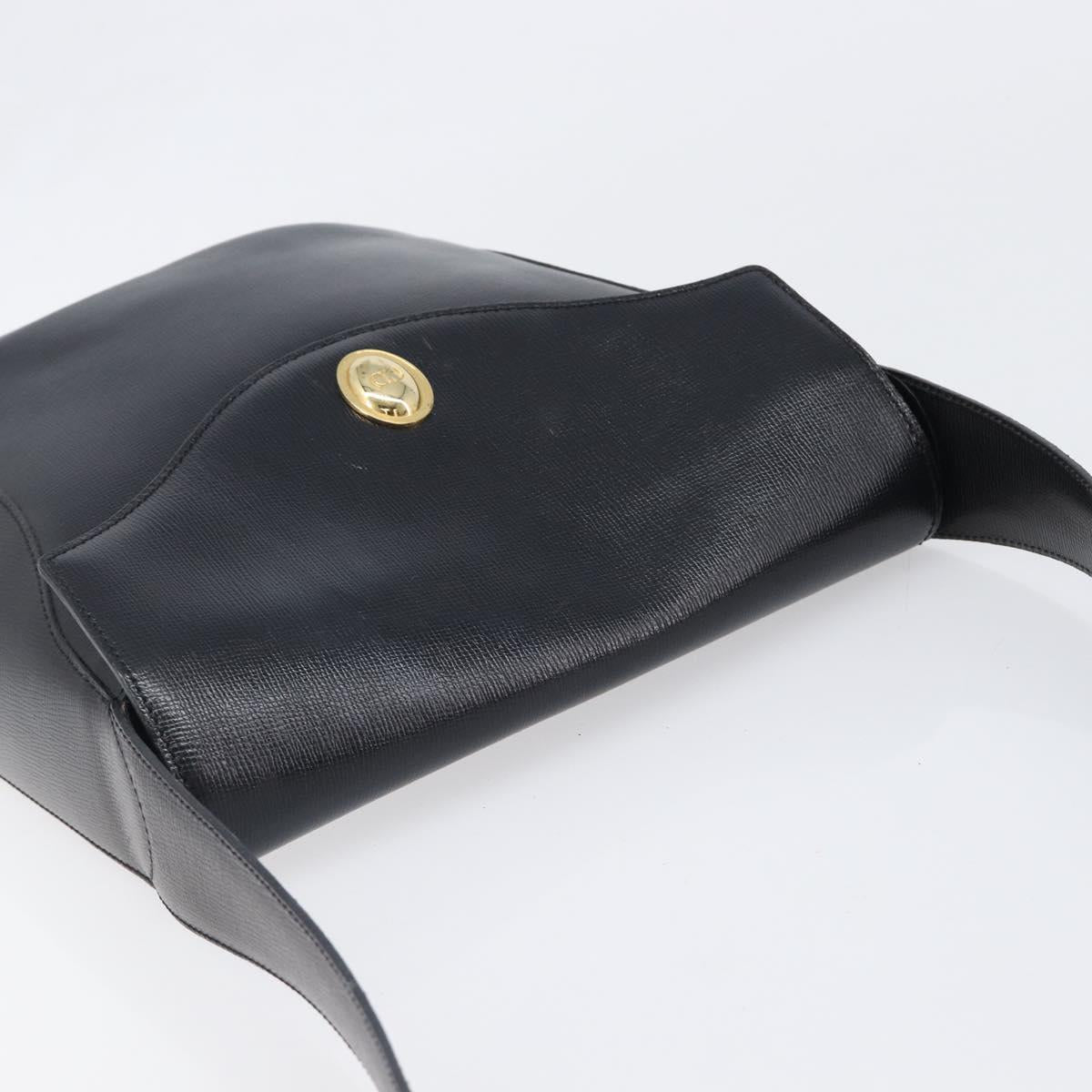 Christian Dior Shoulder Bag Leather Black Gold Auth 197887