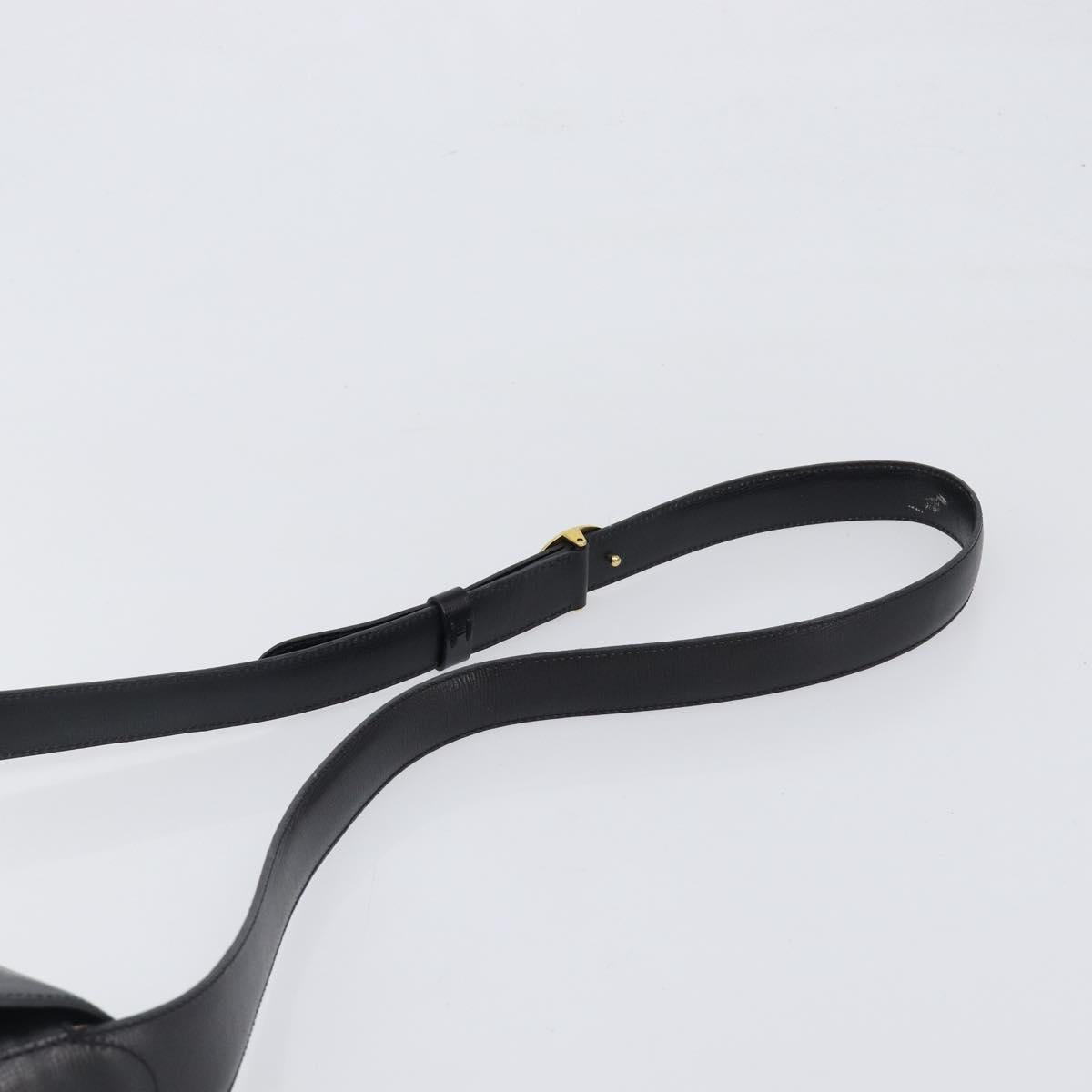 Christian Dior Shoulder Bag Leather Black Gold Auth 197887