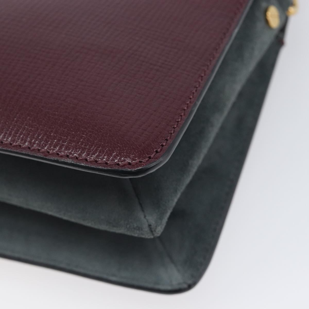 GIVENCHY Chain Shoulder Bag Leather 2way Wine Red Gold Auth 197889A