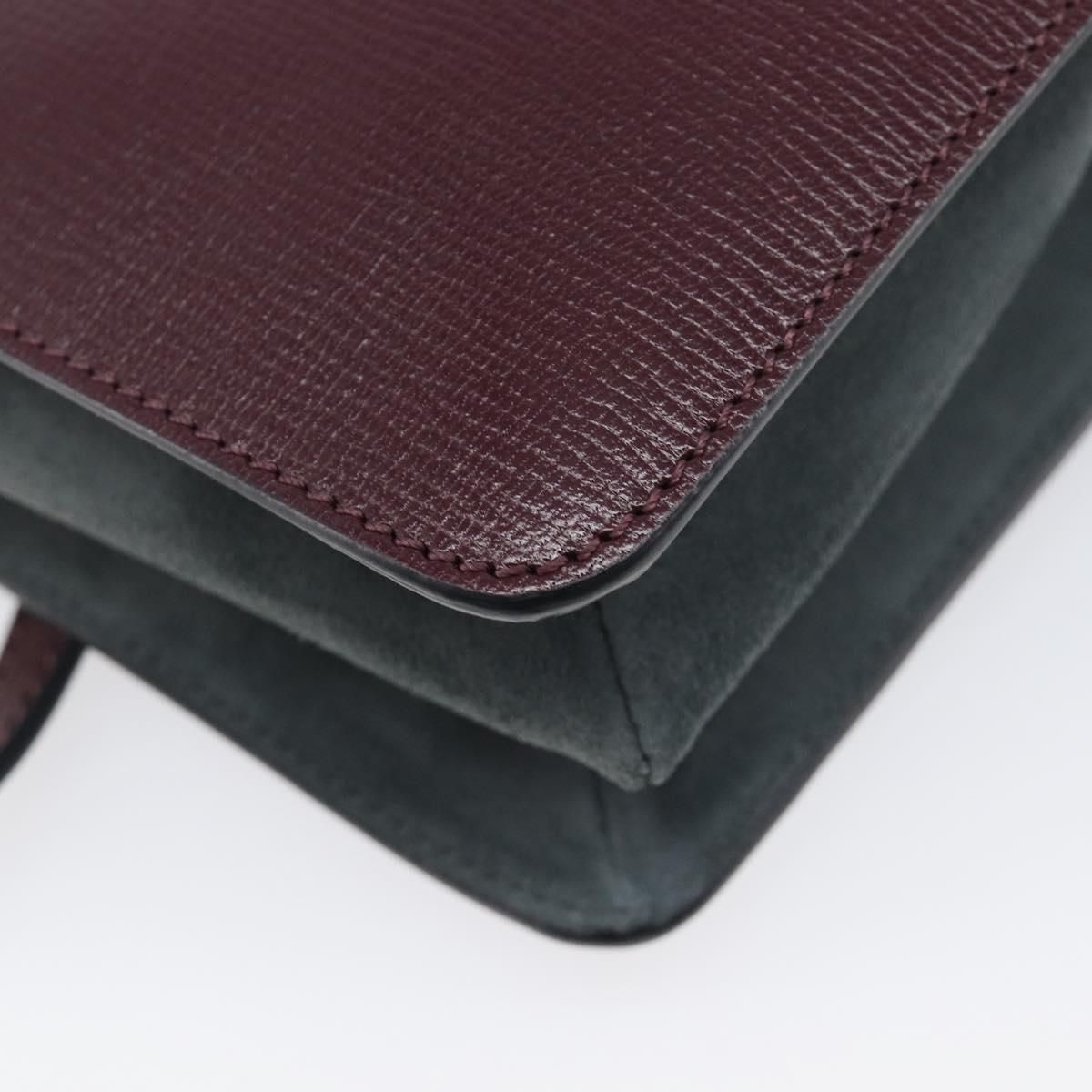 GIVENCHY Chain Shoulder Bag Leather 2way Wine Red Gold Auth 197889A