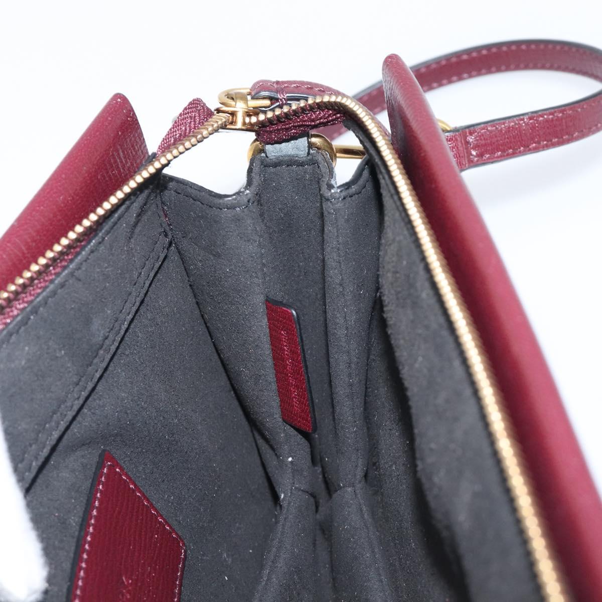 GIVENCHY Chain Shoulder Bag Leather 2way Wine Red Gold Auth 197889A